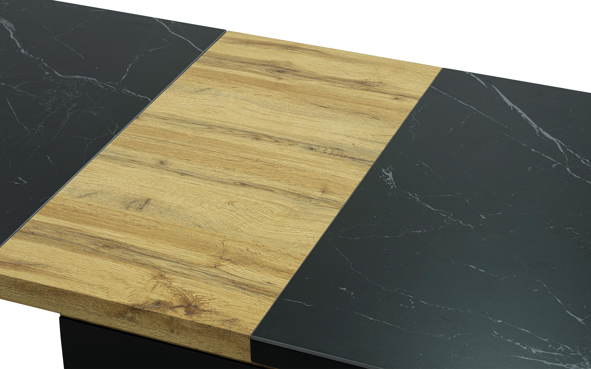 Masa dining extensibila Tirela, marmura neagra mat + natural  8